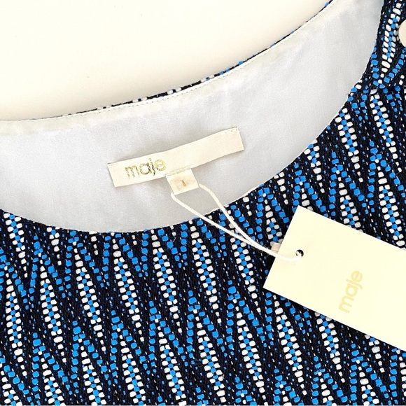 Maje Blue Loco Jacquard Sleeveless Top and Shorts 2 Pieces Set - Picture 9 of 16